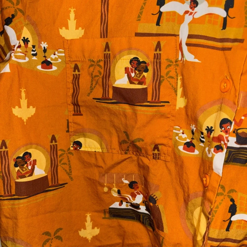 Disney Princess Tiana Mustard Graphic Short Sleeve Tie Front Shirt - Picture 2 of 5
